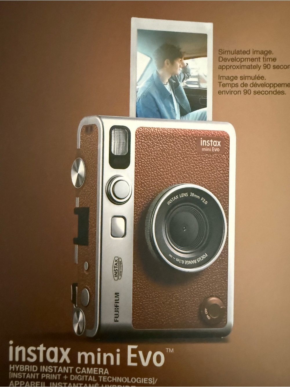 Brand new Fujifilm  instax mini Evo Instant Camera — Brown and Silver